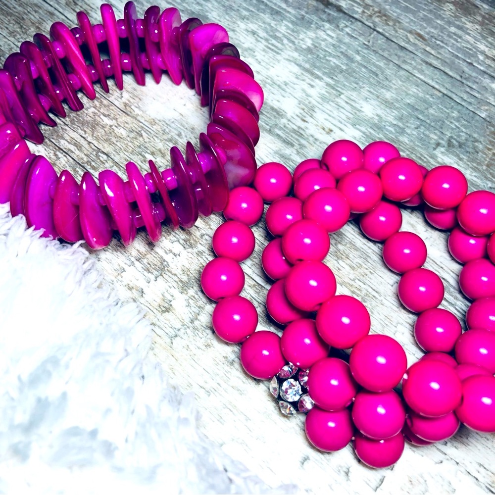 PINK STRETCHY BRACELET SET! 2 style (4 piece)